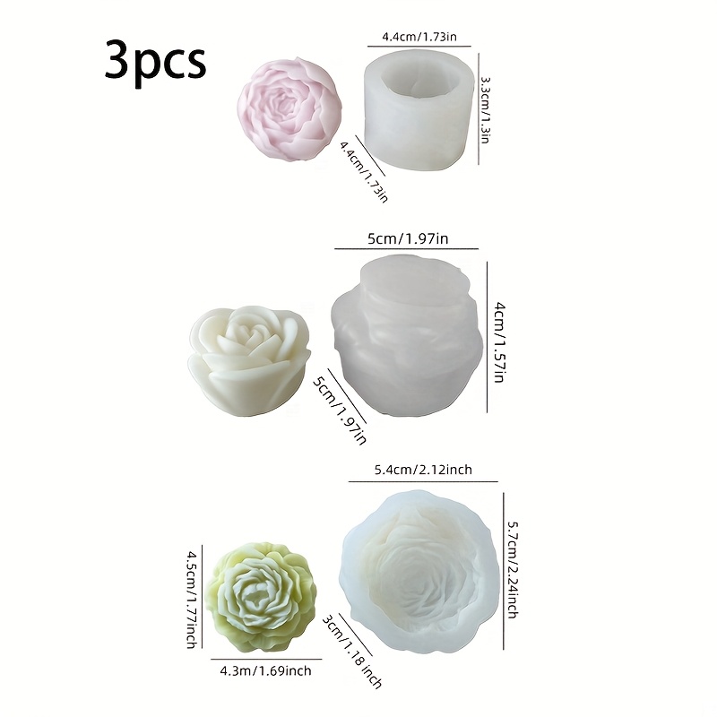Candle Making Temperature - 3er-Set florale Silikon-Kerzenformen, perfekt zum Herstellen