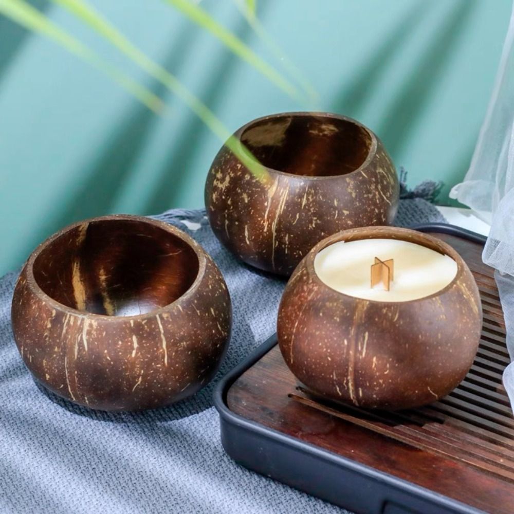 Candle Making Homewood - Handgefertigte Natürliche Kokosnuss-Schalen Holzschalen Kreative Dekorative